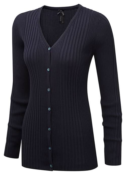 Kristin Ladies V-Neck Cardigan Womens Knitwear Vortex Designs Navy XS