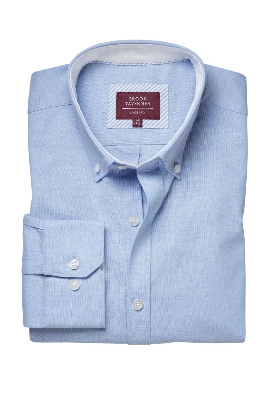 Lawrence Mens Oxford Shirt Mens Long Sleeve Shirts Brook Taverner Sky Blue 14"