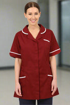 NCLT - Ladies Round Collar Tunic Maroon / White Trim Behrens 6