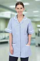 NCLT- Ladies Round Collar Tunic - Blue Stripe / White Trim Behrens 6
