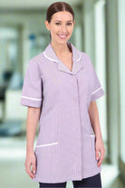 NCLT- Ladies Round Collar Tunic - Lilac Stripe / White Trim Behrens 6