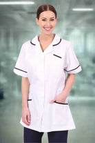 NCLT - Ladies Round Collar Tunic - Whites Navy Trim Behrens 6