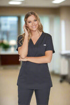 Nova Ladies "Simki" Scrub Top Scrubs Behrens Black 2XS
