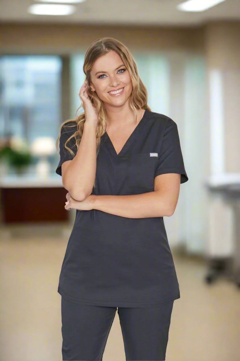 Nova Ladies "Simki" Scrub Top Scrubs Behrens Black 2XS