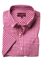 Portland Mens Gingham Shirt Mens Short Sleeve Shirts Brook Taverner Red 14"