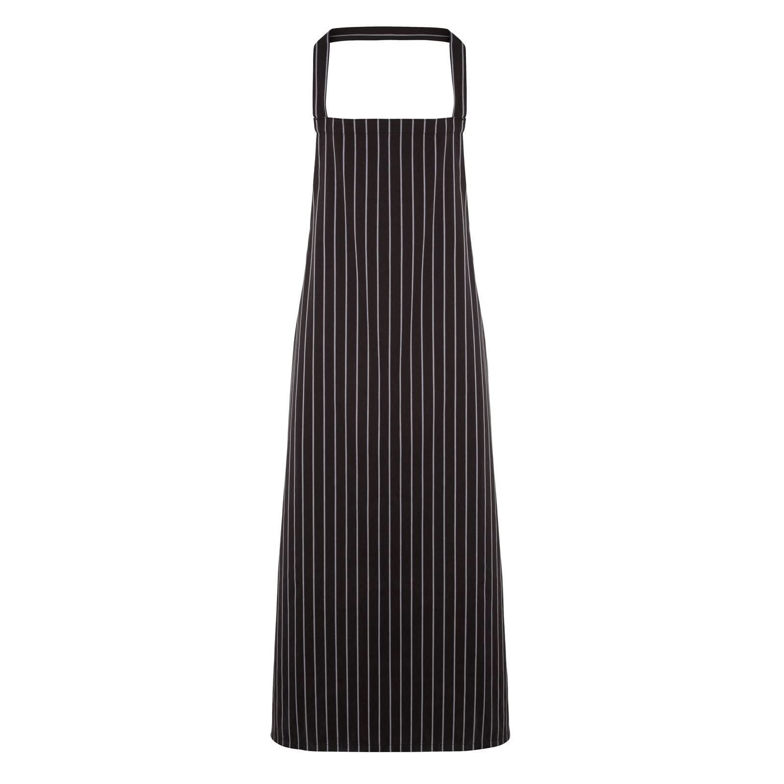 PR110: Stripe Butchers Apron Aprons Premier Black/Grey Stripe Regular