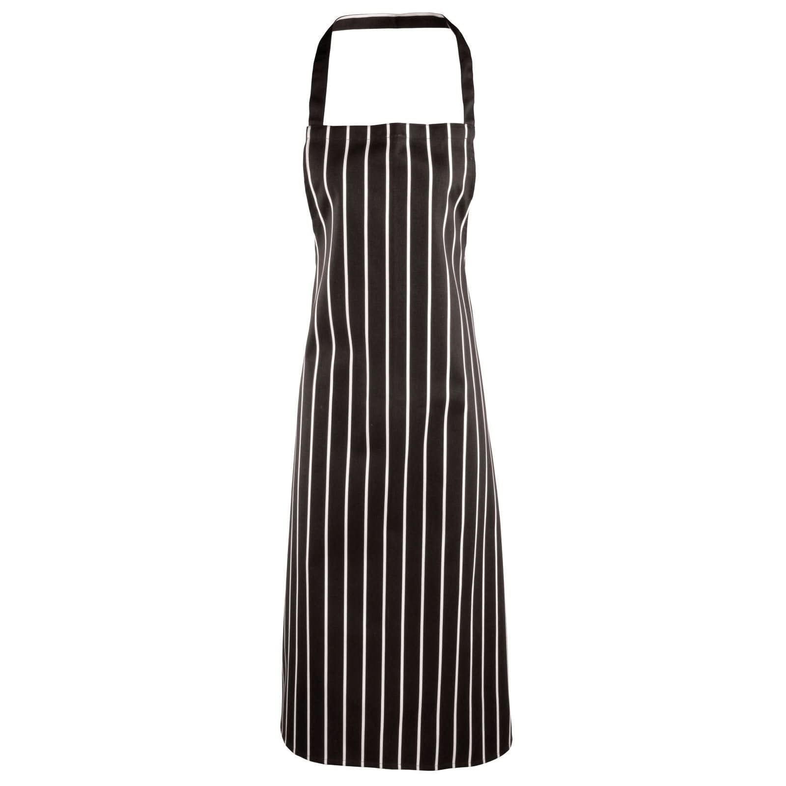 PR110: Stripe Butchers Apron Aprons Premier Black/White Stripe Regular