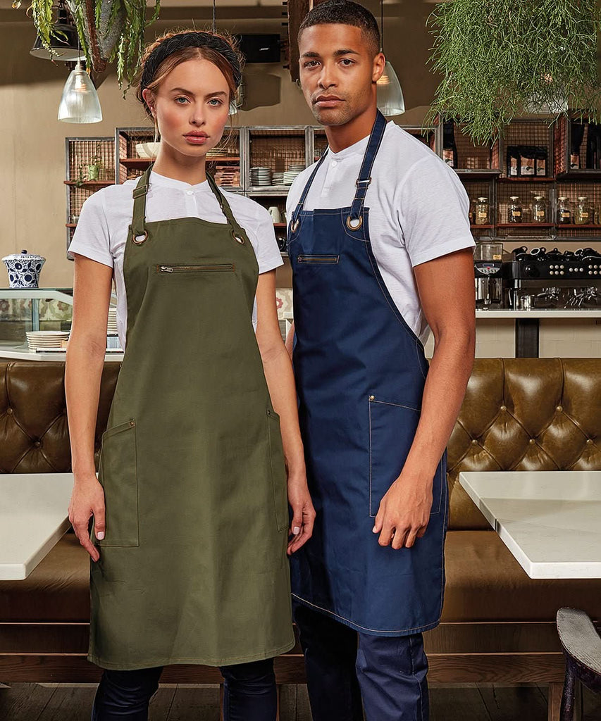 PR121 - Barley' contrast stitch sustainable bib apron - The Staff Uniform Company