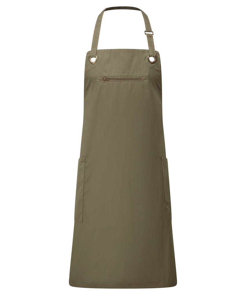 PR121 - Barley' contrast stitch sustainable bib apron - The Staff Uniform Company