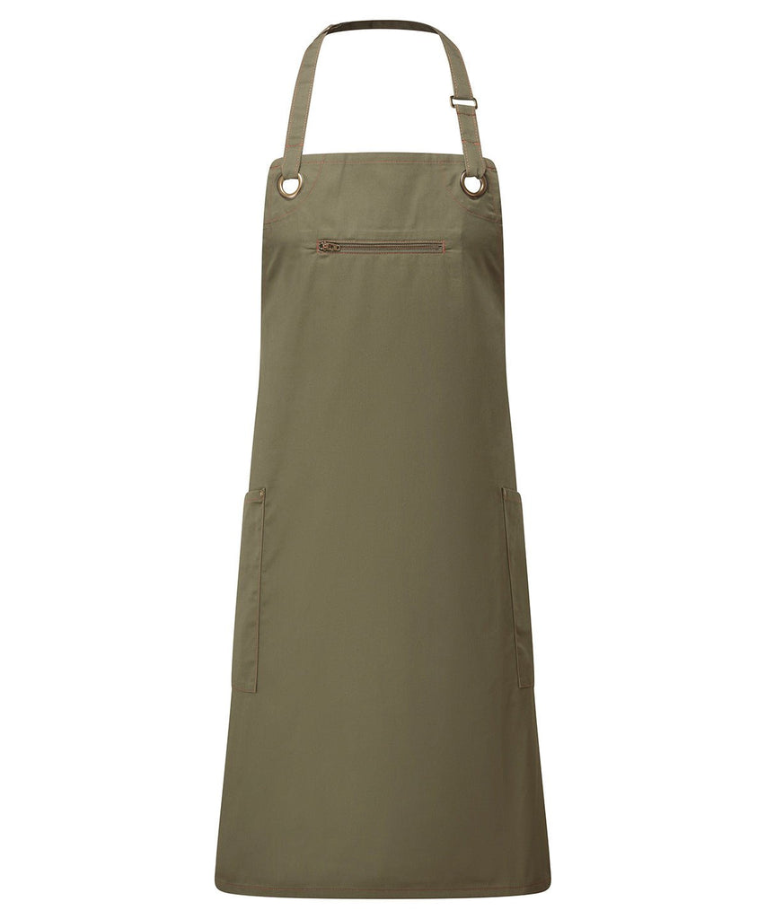 PR121 - Barley' contrast stitch sustainable bib apron - The Staff Uniform Company