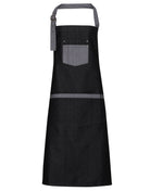 PR127: Contrast Denim Bib Apron Aprons Premier Black Denim Regular