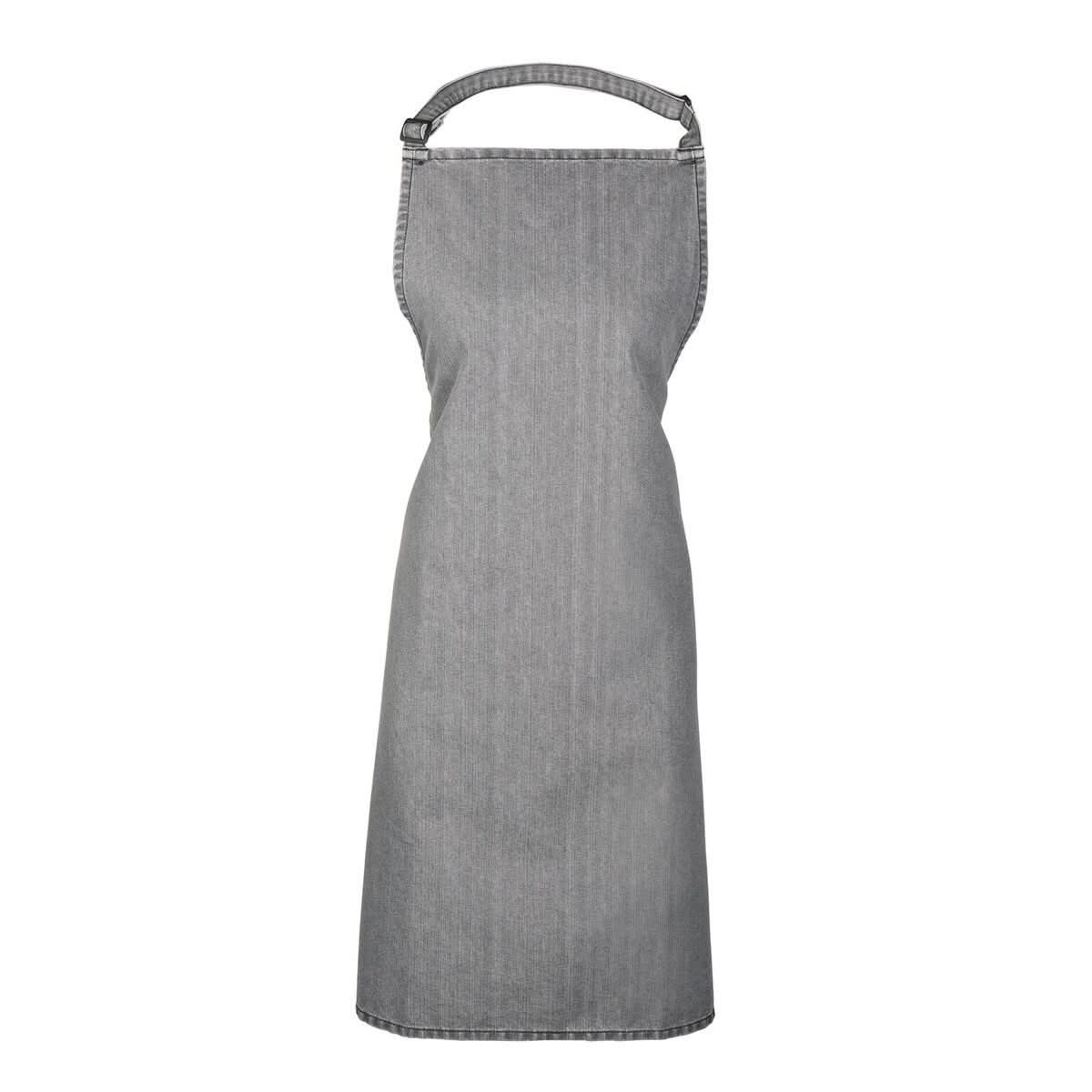 PR150: Colours Pocketless Bib Apron Aprons Premier Grey Denim Regular