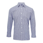 PR220: Mens Microcheck Shirt Mens Long Sleeve Shirts Premier Navy/White XS