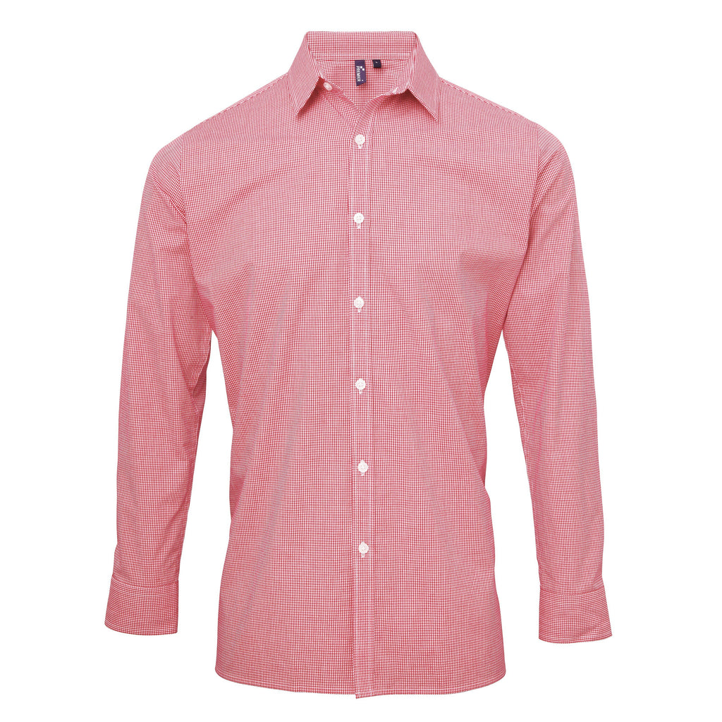 PR220 - Mens Microcheck Shirt Hospitality Shirts Premier Red/White XS 