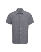 PR221 - Mens Microcheck Shirt Mens Short Sleeve Shirts Premier Black/White XS