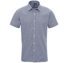 PR221 - Mens Microcheck Shirt Mens Short Sleeve Shirts Premier Navy/White XS