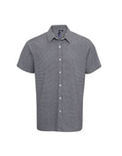 PR221 - Mens Microcheck Shirt Mens Short Sleeve Shirts Premier Black/White XS