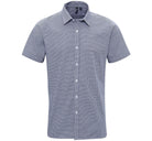 PR221 - Mens Microcheck Shirt Mens Short Sleeve Shirts Premier Navy/White XS