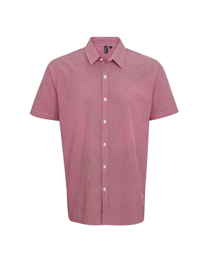 PR221 - Mens Microcheck Shirt Hospitality Shirts Premier Red/White XS 