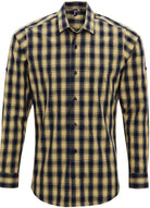 PR250: Mulligan Mens Check Shirt Mens Long Sleeve Shirts Premier Camel/Navy S