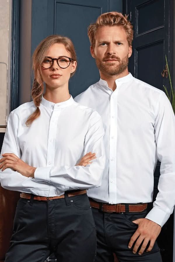 PR258: Mens Grandad Collar Shirt Mens Long Sleeve Shirts Premier