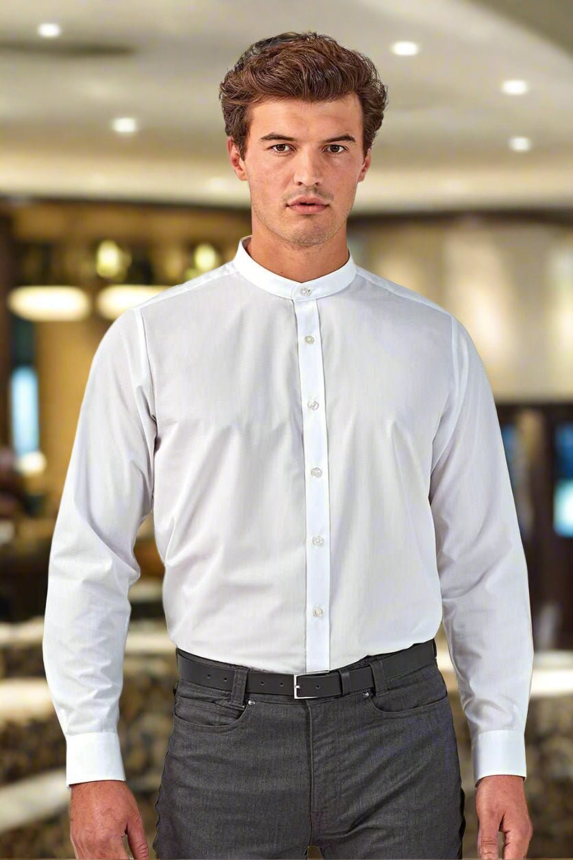 PR258: Mens Grandad Collar Shirt Mens Long Sleeve Shirts Premier