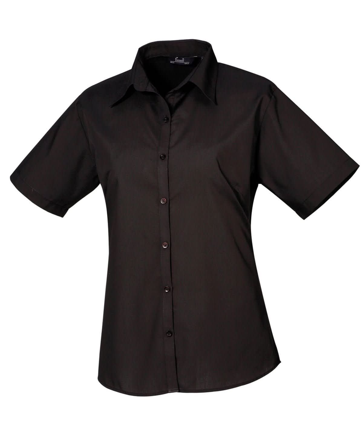 PR302: Ladies Short Sleeve Poplin Shirt Womens Short Sleeve Shirts Premier