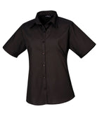 PR302: Ladies Short Sleeve Poplin Shirt Womens Short Sleeve Shirts Premier