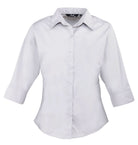 PR305: Ladies 3/4 Sleeve Poplin Shirt Womens Long Sleeve Shirts Premier Silver 6