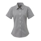 PR321: Ladies Microcheck Shirt Womens Short Sleeve Shirts Premier Black/White XS
