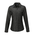PR322: Ladies Jean Stitch Denim Shirt Womens Long Sleeve Shirts Premier Black Denim XS