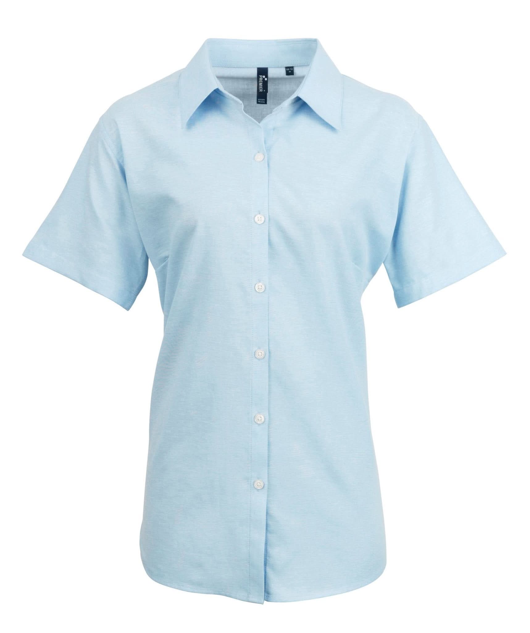 PR336: Ladies Short Sleeve Oxford Shirt Womens Short Sleeve Shirts Premier