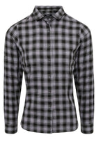 PR350: Mulligan Womans Check Shirt Womens Long Sleeve Shirts Premier Steel/Black XS