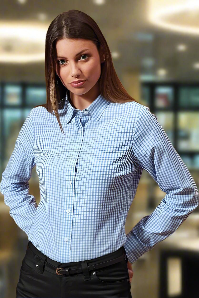 PR352: Ladies Maxton Check Shirt Womens Long Sleeve Shirts Premier