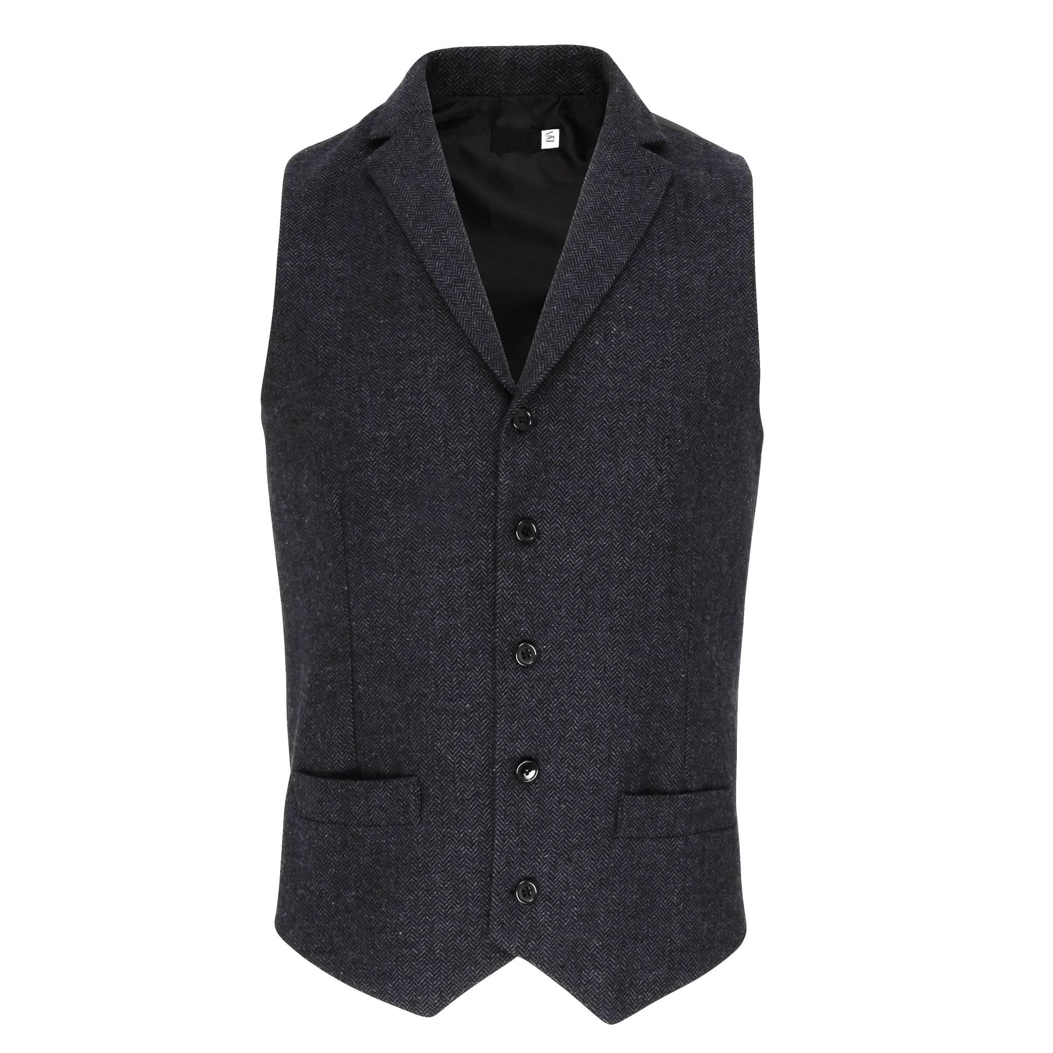 PR652: Mens Herringbone Waistcoat Mens Hospitality Waistcoats Premier Charcoal XS