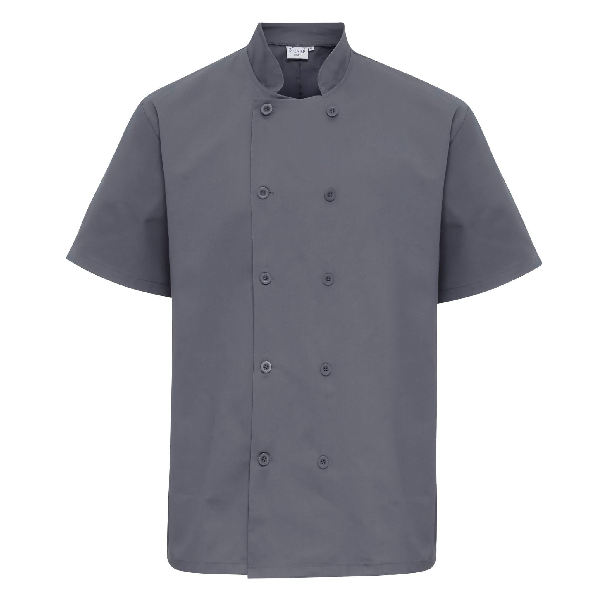 PR656: Short Sleeve Chefs Jacket Chefs Jacket Premier Steel XS