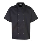 PR664: Studded Front Chefs Jacket (Short Sleeve) Chefs Jacket Premier Black XS