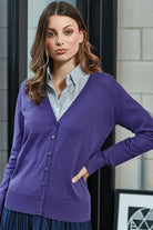 PR697: Ladies V-Neck Knitted Cardigan Womens Knitwear Premier