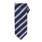 PR783: Waffle Stripe Mens Tie Ties Premier Navy/Silver Regular
