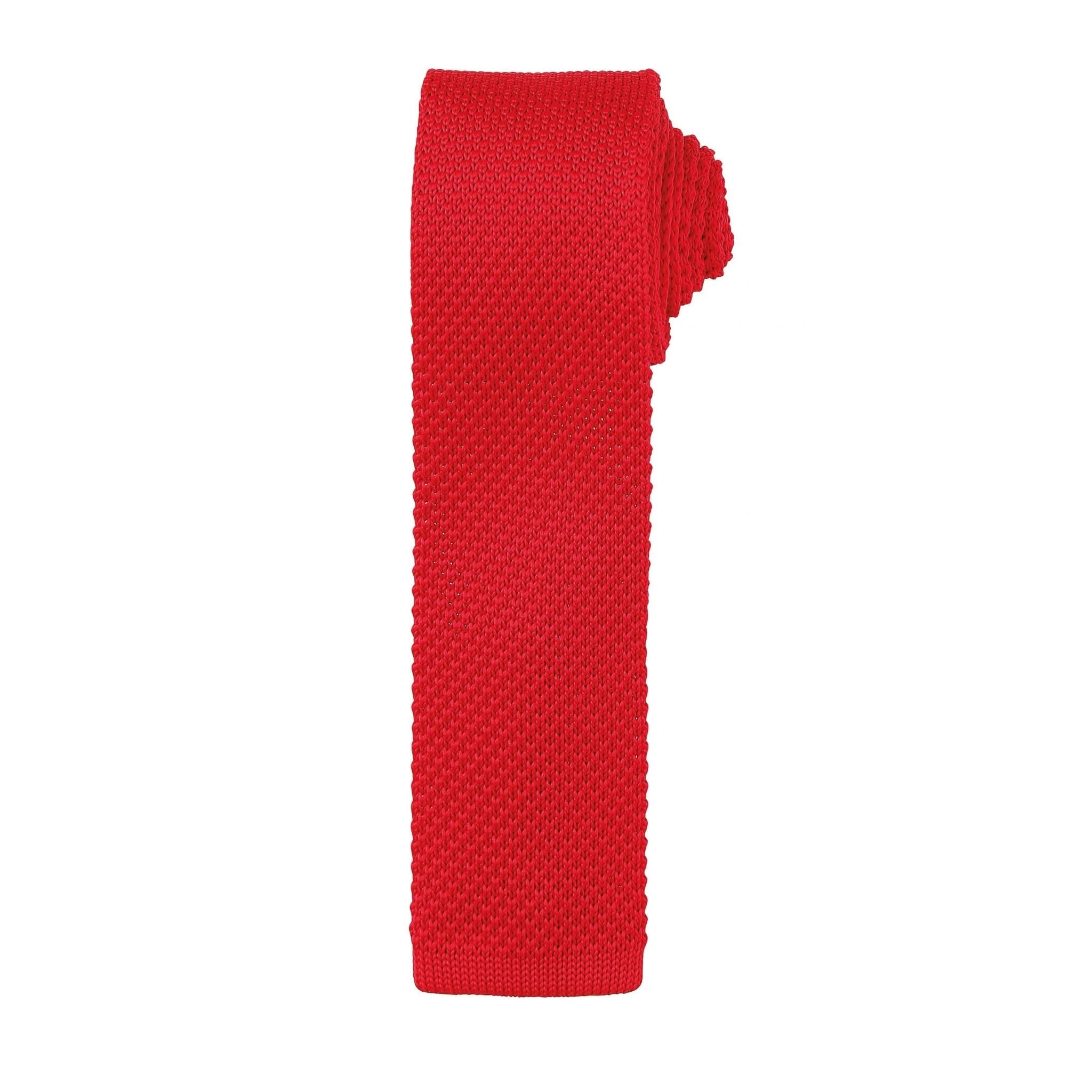 PR789: Knitted Mens Slim Tie Ties Premier Red Regular