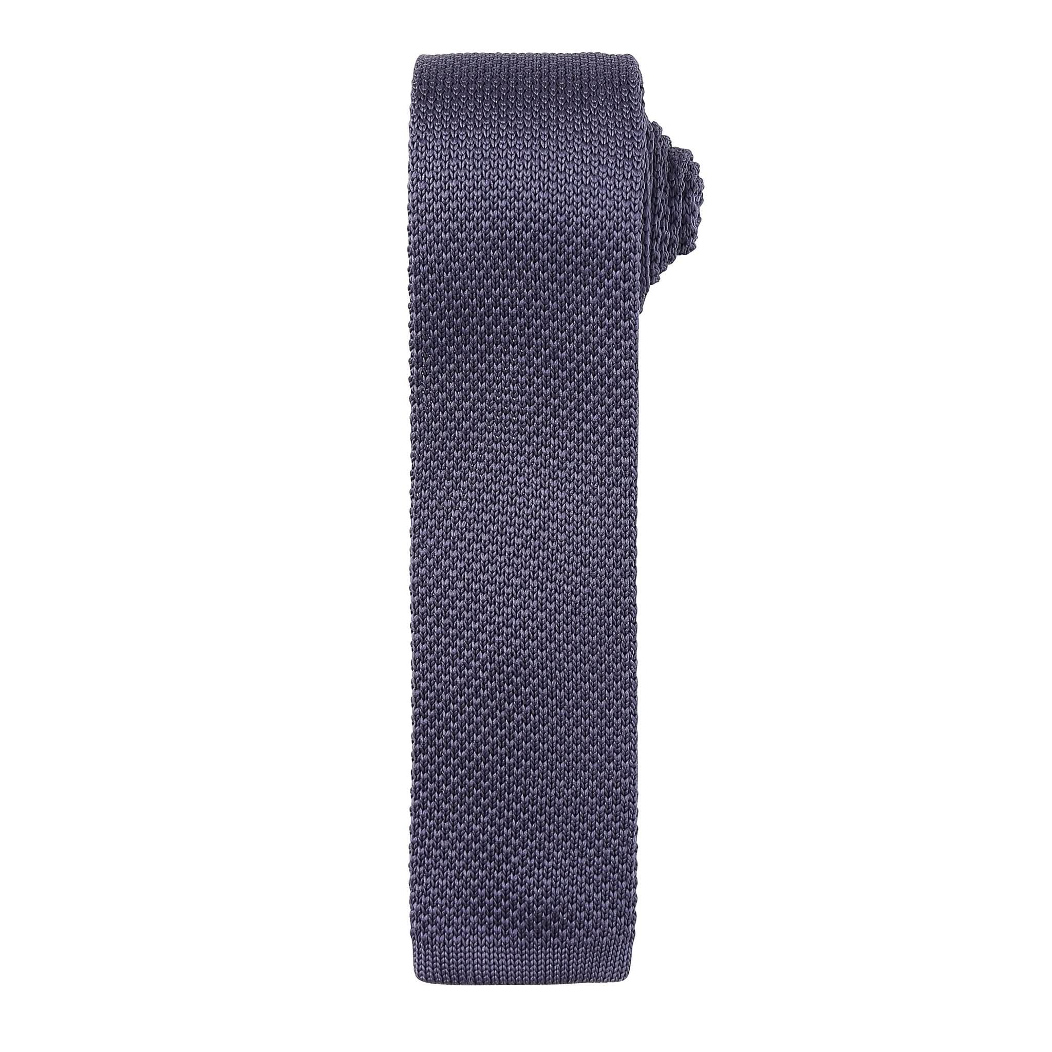 PR789: Knitted Mens Slim Tie Ties Premier Steel Regular