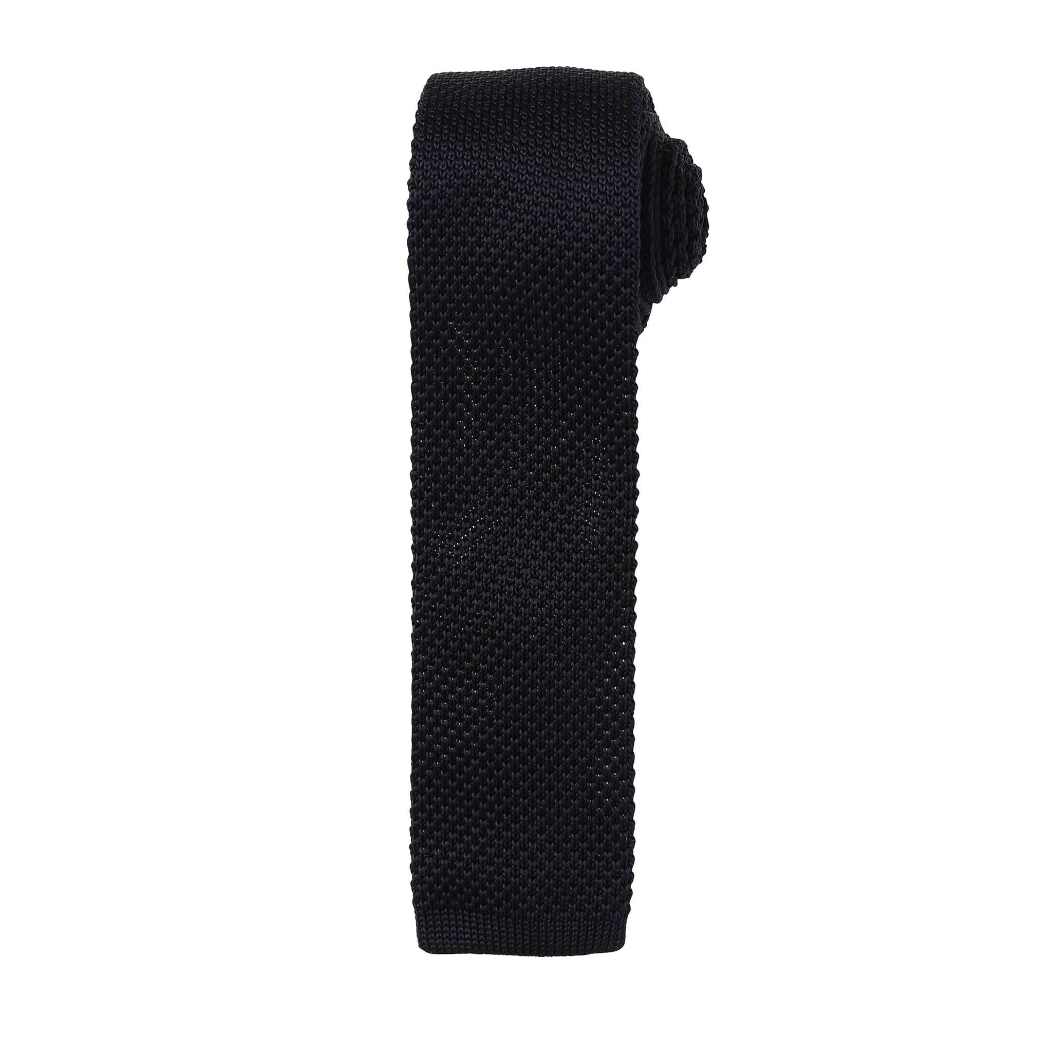PR789: Knitted Mens Slim Tie Ties Premier Black Regular