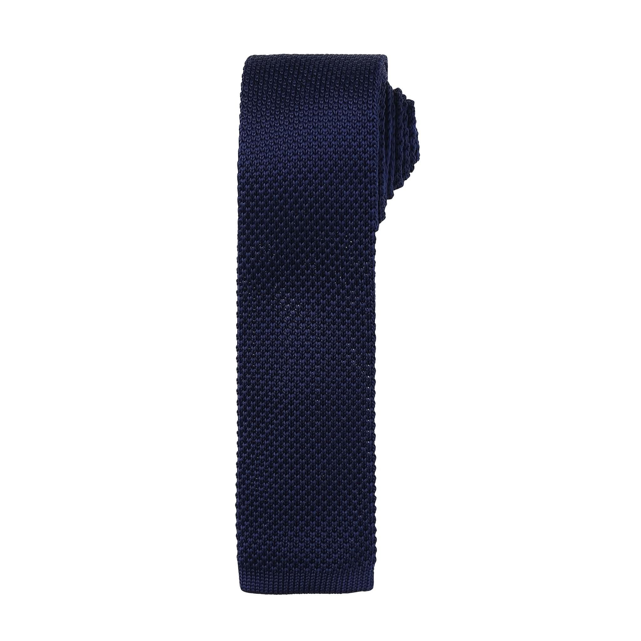 PR789: Knitted Mens Slim Tie Ties Premier Navy Regular
