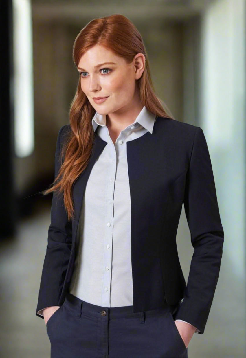 Rosa Ladies Collarless Suit Jacket Ladies Suit Jacket Brook Taverner Navy 6 Short