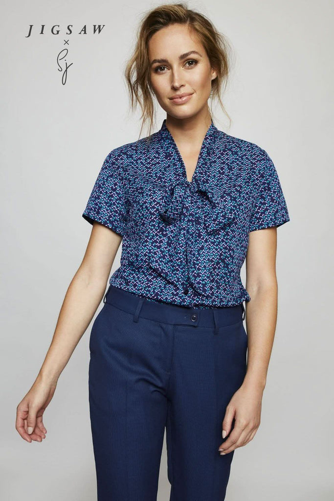 SJ019 - Tie Neck Blouse - Micro Petal - The Staff Uniform Company