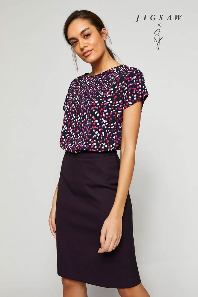 SJ041 - Slash Neck Blouse - Ink Drop - The Staff Uniform Company