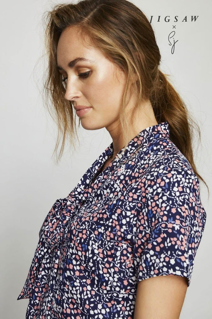 Tie Neck Blouse - Floral Print - The Staff Uniform Company