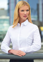 Trevi Ladies Semi-Fitted Shirt Womens Long Sleeve Shirts Brook Taverner White 6