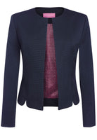 Vega Women's Collarless Suit Jacket Ladies Suit Jacket Brook Taverner Navy Pindot 6 Regular